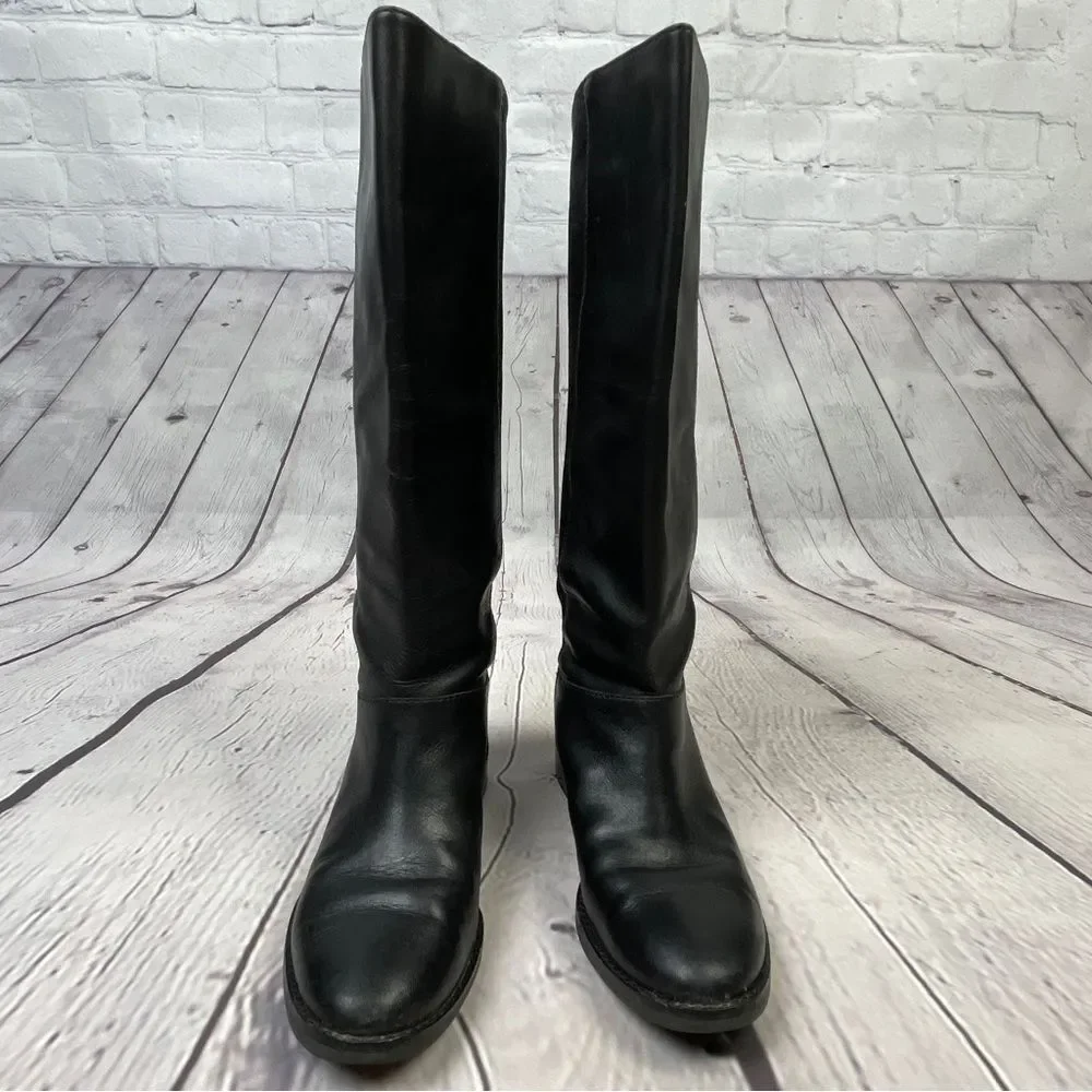 COLE HAAN Adler black leather & suede tall pull on riding boots, size 6 - Picture 10 of 13